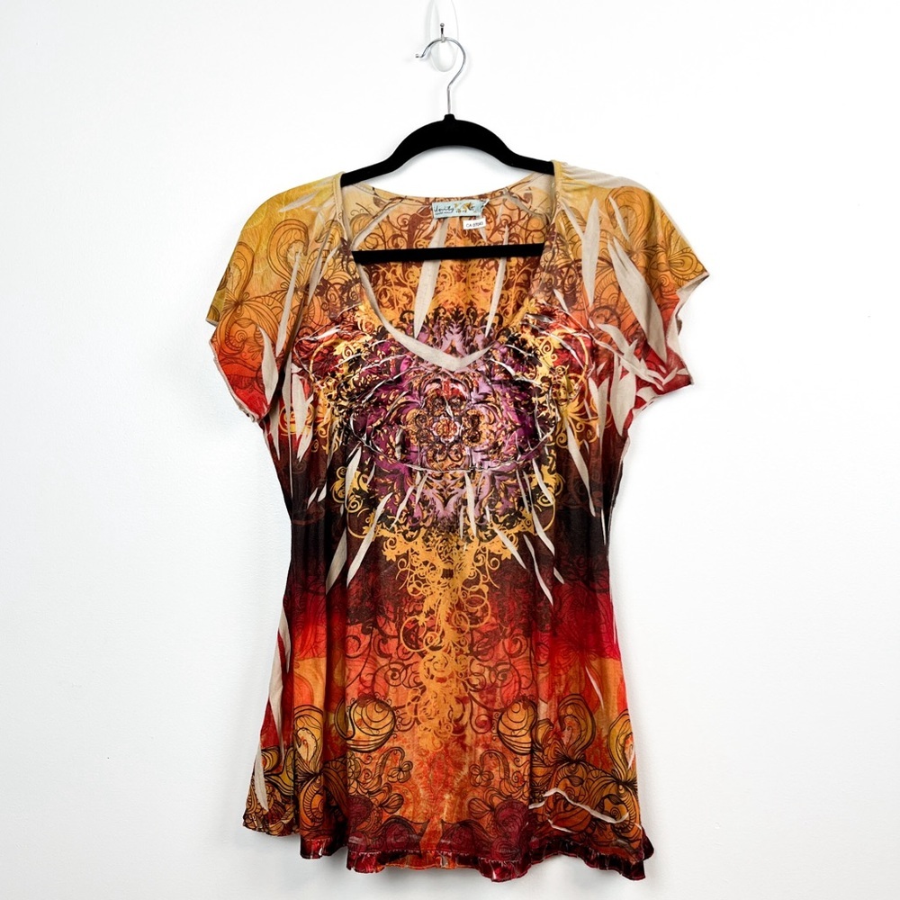 Unity World Wear Unique Brown & Orange Short Sleeve